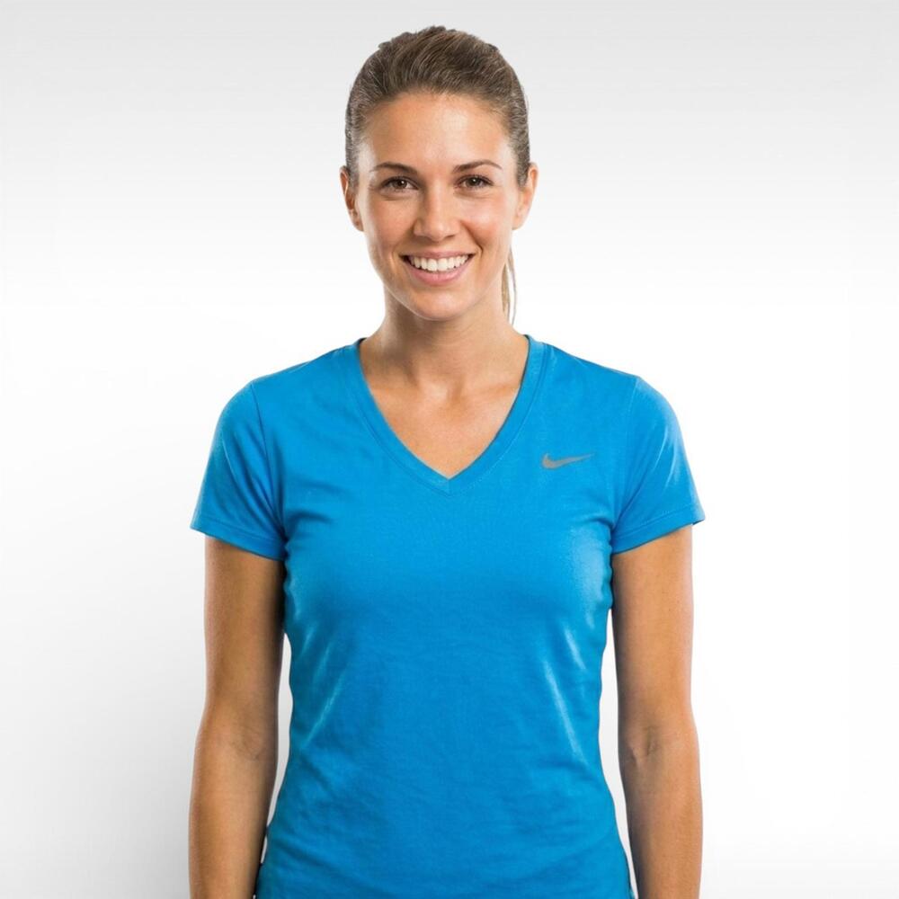 Nike Blue Dri-FIT Fitted Short Sleeve Tee Shirt | Size Small | Ocean Blue